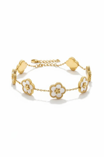 Stainless Steel Flower Bracelet | Trendy Bracelets Outfit Idea for Women by Ro + Ivy | Elevated Basics, Modern Comfort & Style