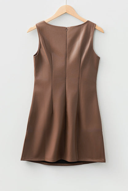 Vegan Leather Sleeveless Mini Dress