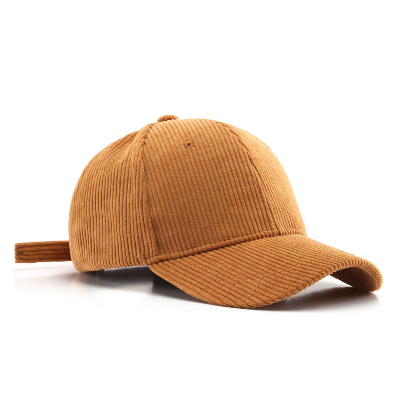 Corduroy Boyfriend Baseball Cap — Structured Low Profile Adjustable Fit - Camel Baseball Caps