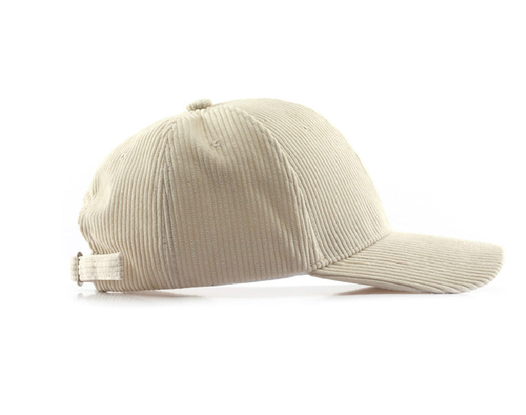 Corduroy Boyfriend Baseball Cap — Structured Low Profile Adjustable Fit - Beige Baseball Caps