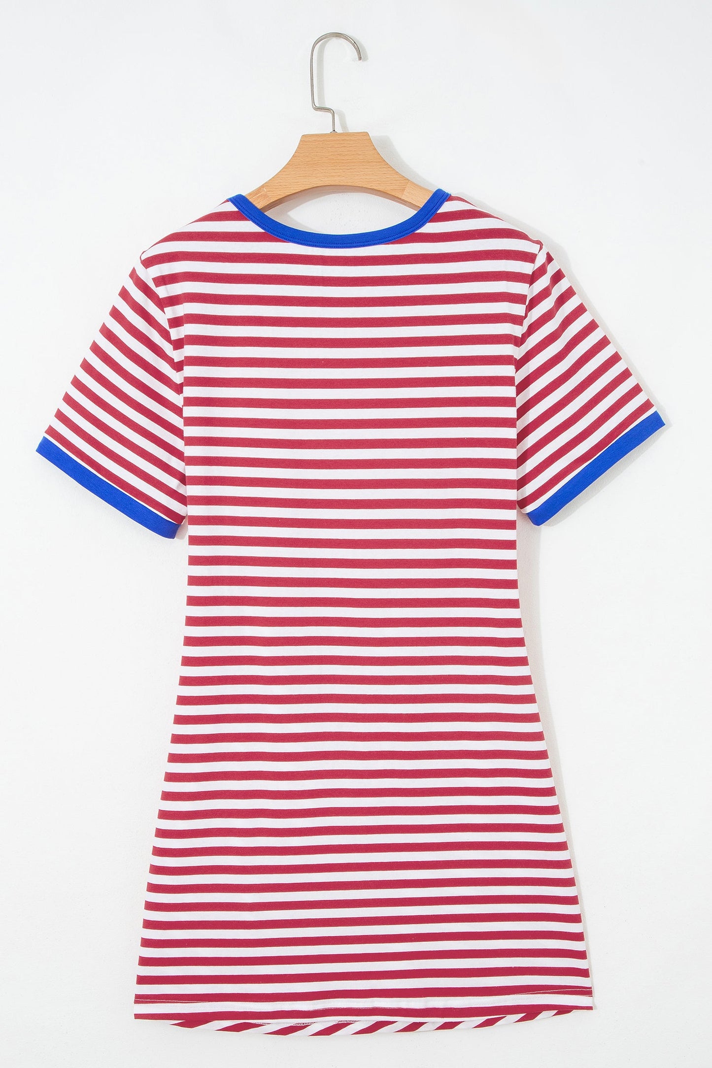 Striped Contrast Trim Tie Waist Coastal Mini Dress — Soft Stretch Everyday Style - Dresses/T Shirt Dresses