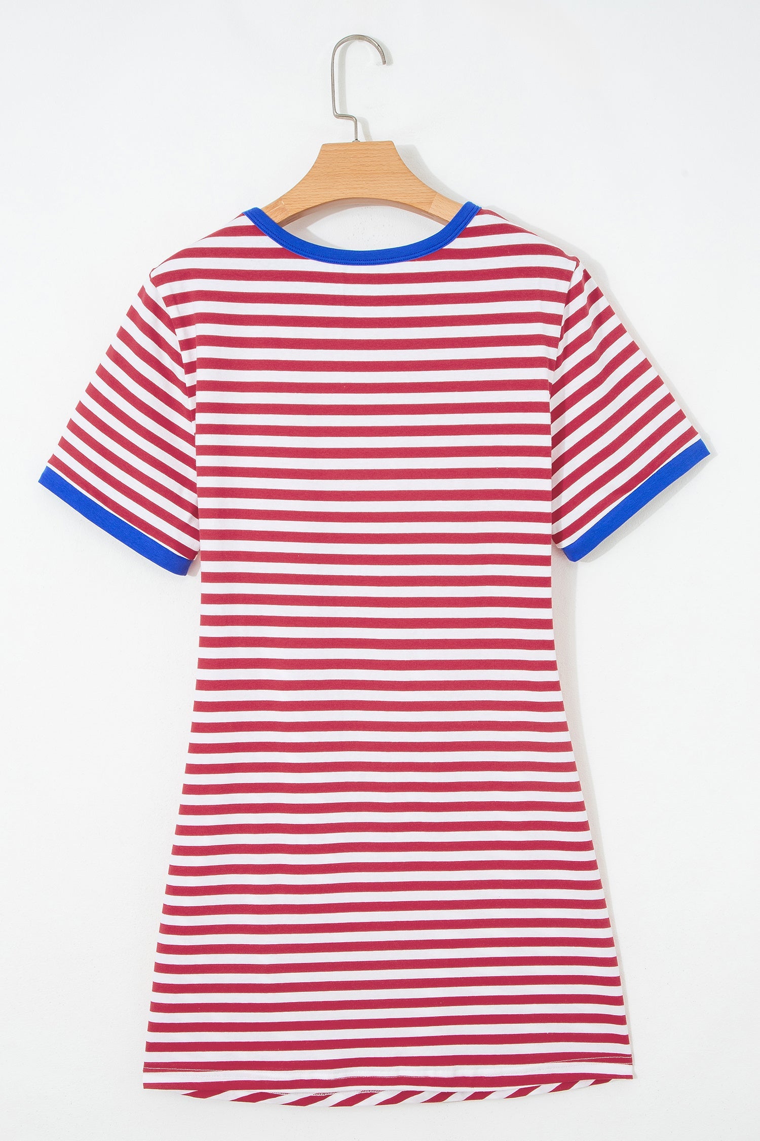 Striped Contrast Trim Tie Waist Coastal Mini Dress — Soft Stretch Everyday Style - Dresses/T Shirt Dresses