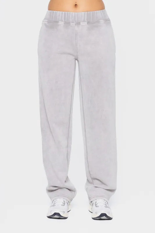 Elastic Waist Cotton Pants With Pockets - Light Gray Active Pants