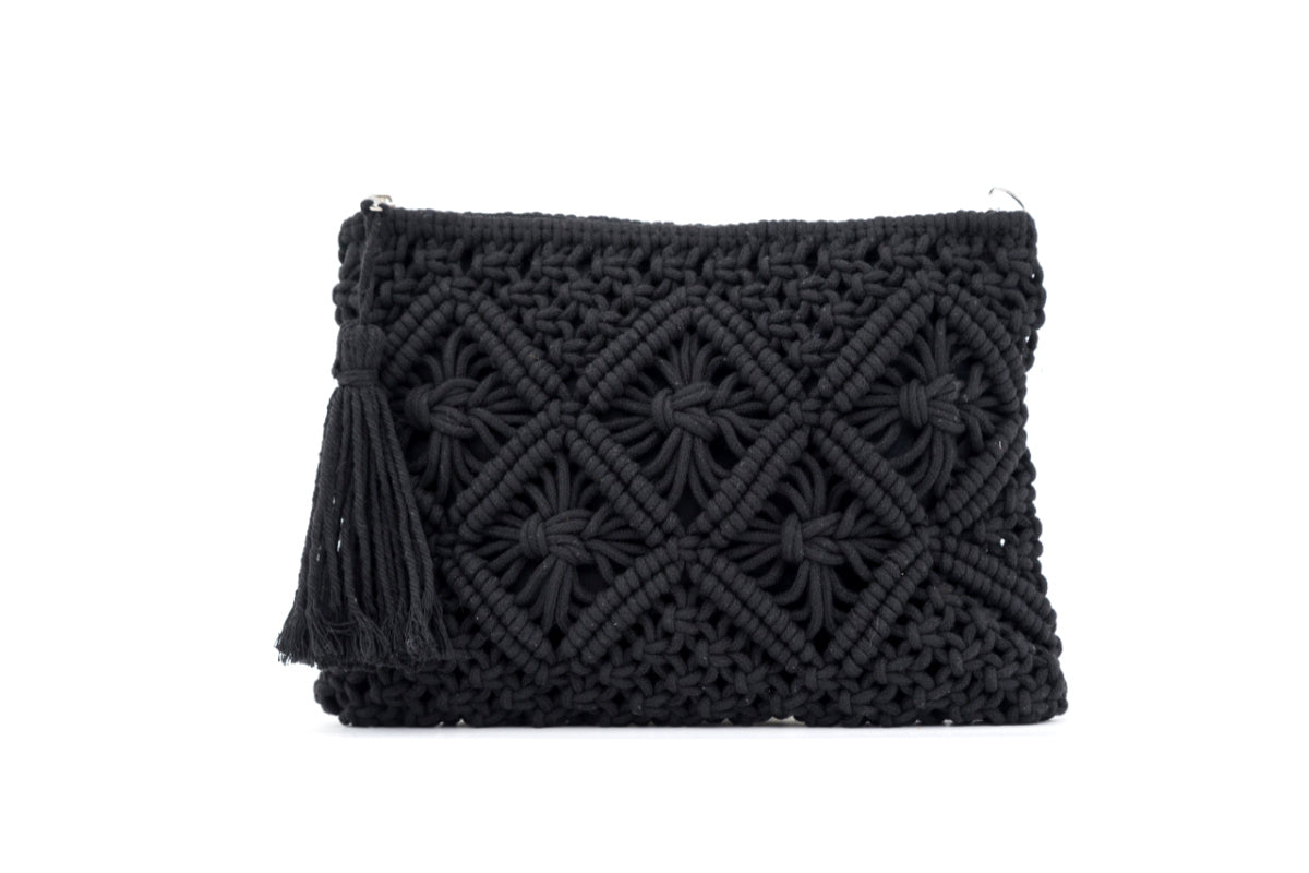 Macramé Tassel Woven Clutch — Dreamy Boho Vibe Day-to-Night Versatile Style - Clutch