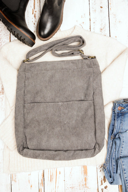 Corduroy Messenger Bag - Gray
