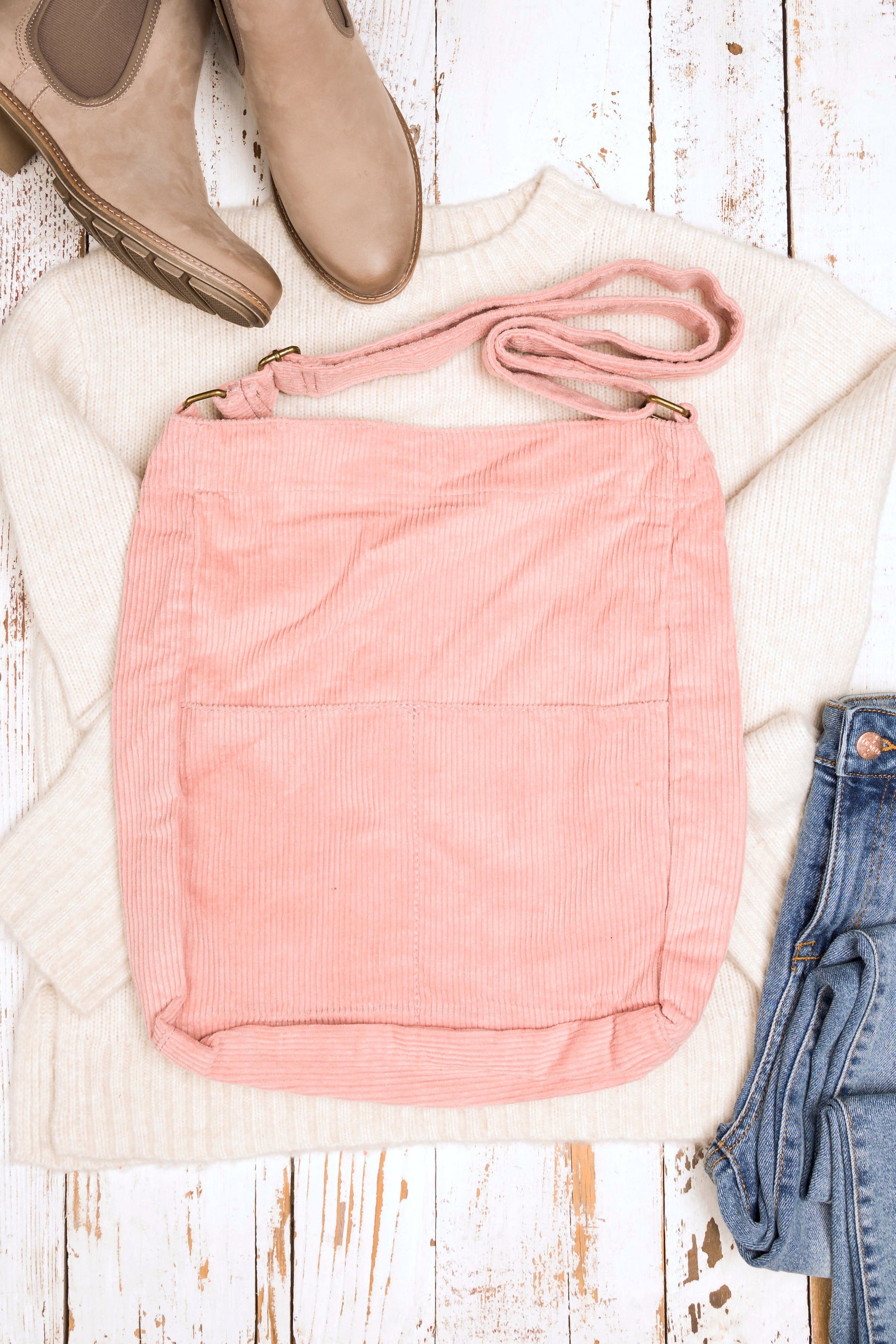 Corduroy Messenger Bag - Blush