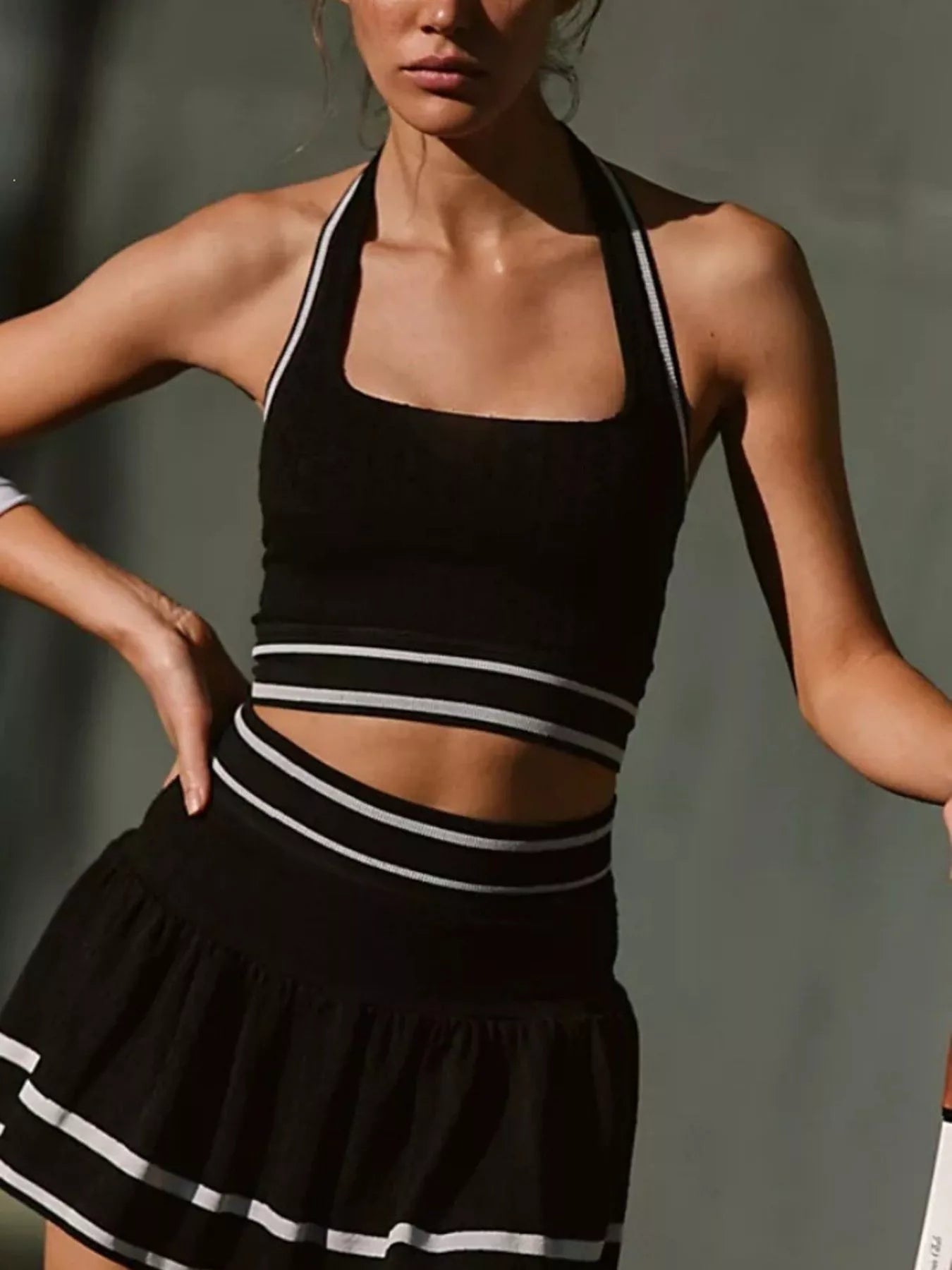 Halter Neck Tank and Skirt Activewear Set