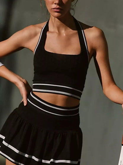 Halter Neck Tank and Skirt Activewear Set