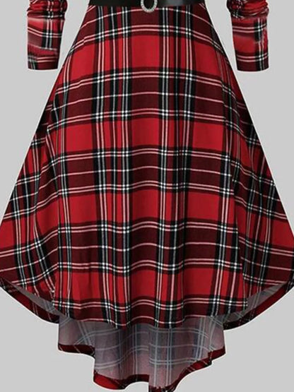 Long-Sleeve Christmas Dress with Fuzzy Trim