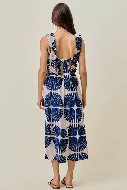 Women's Abstract Print Smocked Tiered Midi Dress - Midi Dresses
