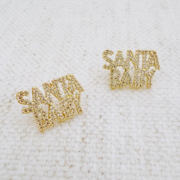 As Shown One Size Holiday Santa Baby Statement Stud Earrings | Trendy Earrings Outfit Idea for Women by Ro + Ivy | Elevated Basics, Modern Comfort & Style