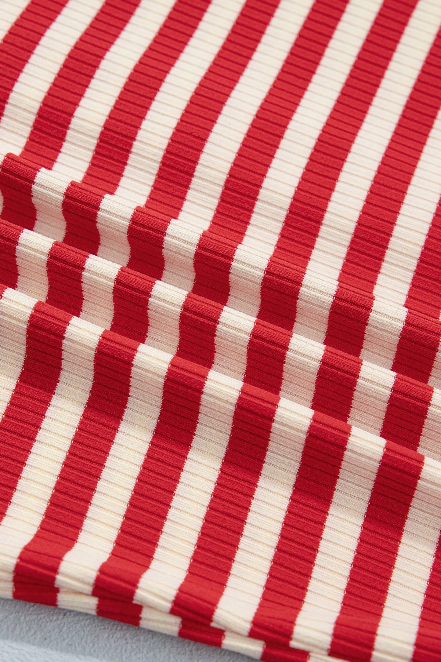 Striped Ribbed Knit Round Neck Buttoned Sleeveless Tank Top — Sophisticated Warm-Weather Style - Tops/Tank Tops