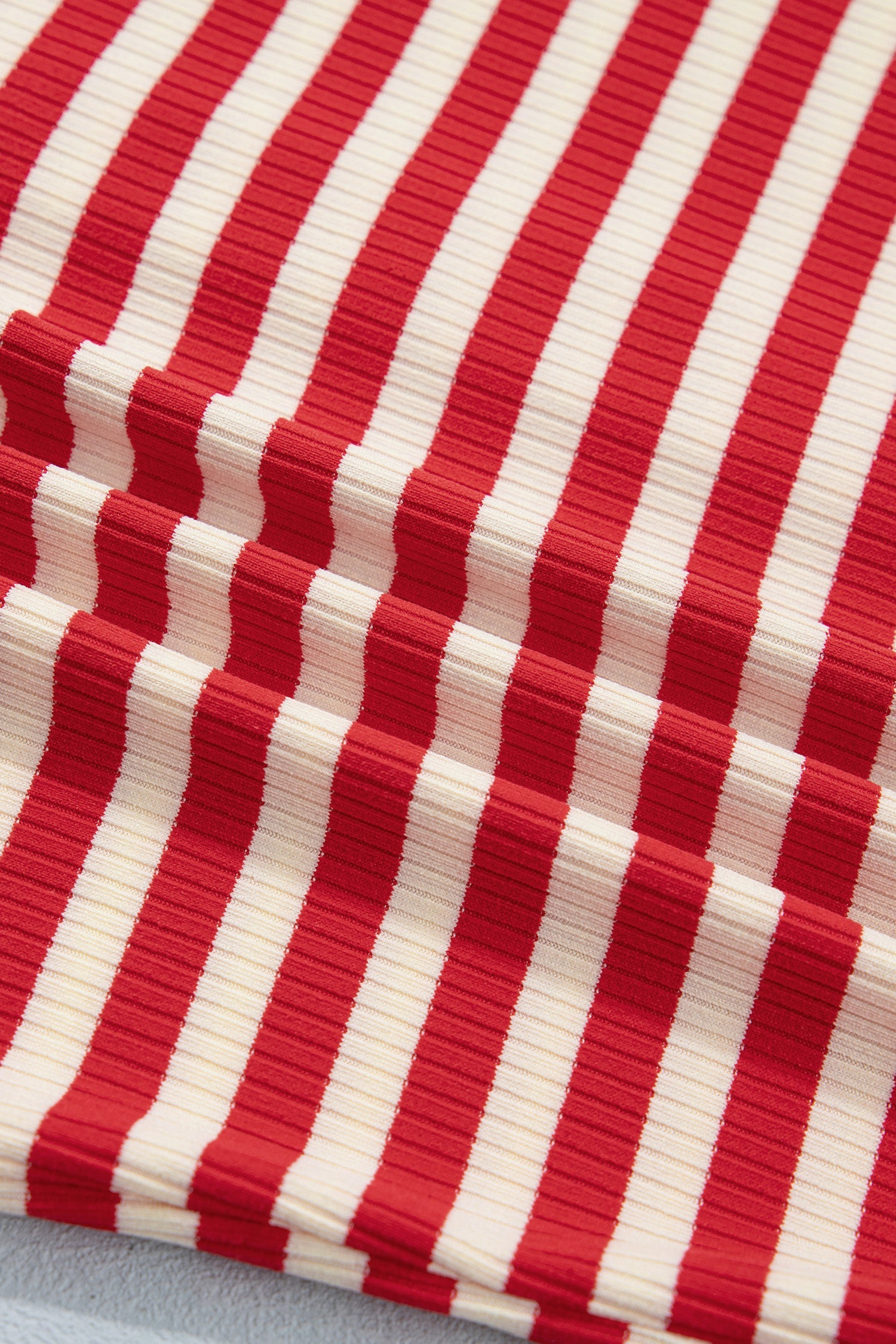 Striped Ribbed Knit Round Neck Buttoned Sleeveless Tank Top — Sophisticated Warm-Weather Style - Tops/Tank Tops