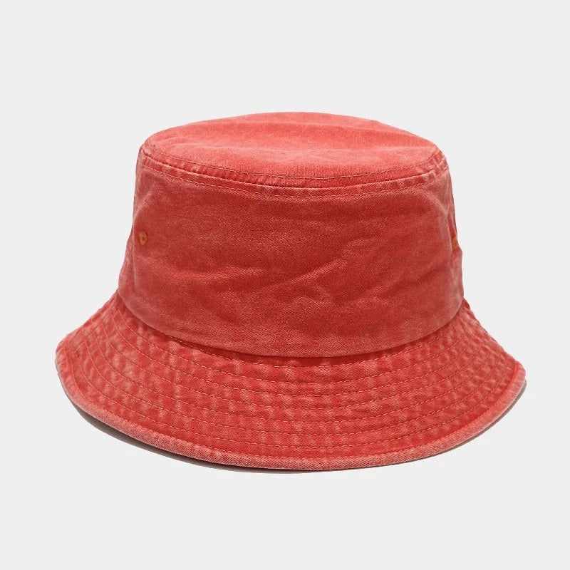 Distressed Bucket Hats - Blood Orange