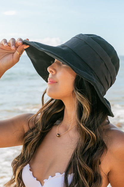 Tie-Back Bucket Sunhat - Black