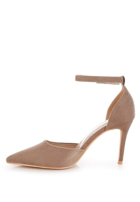 Microfiber Ankle Strap Stiletto Heels | Trendy Heels Outfit Idea for Women by Ro + Ivy | Elevated Basics, Modern Comfort & Style