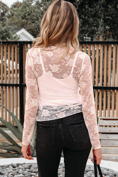 Floral Sheer Mesh Long Sleeve Top