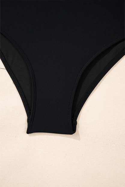 Colorblock Contrast Trim Belted One-Piece Swimsuit — Supportive Straps Contemporary Beach Style - One-Piece Swimsuits