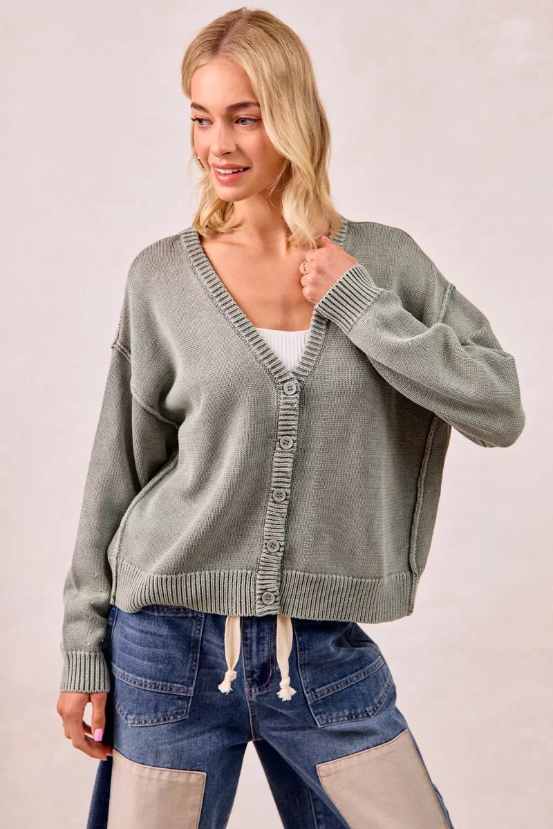 Vintage Washed V Neck Cardigan | Trendy Cardigans Outfit Idea for Women by Ro + Ivy | Elevated Basics, Modern Comfort & Style