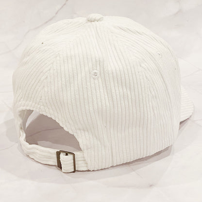 Corduroy MAMA Baseball Cap — Fuzzy Patch Letter Curved Brim Adjustable Fit - Baseball Caps