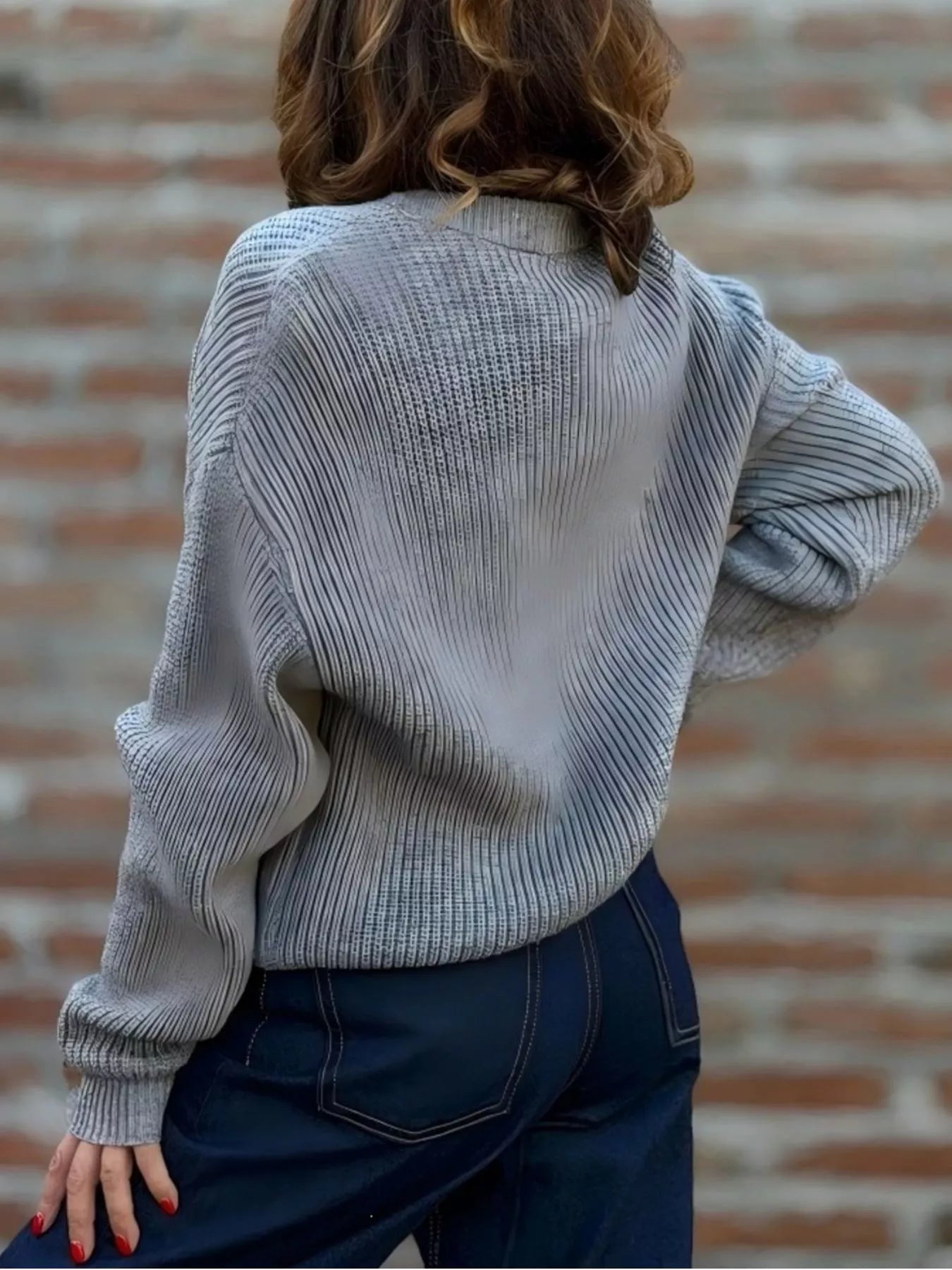 V-Neck Button-Up Knit Cardigan