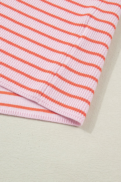 Lightweight Striped Knit Sleeveless Tank Sweater Vest — Breathable Casual Everyday Style - Sweater Vests