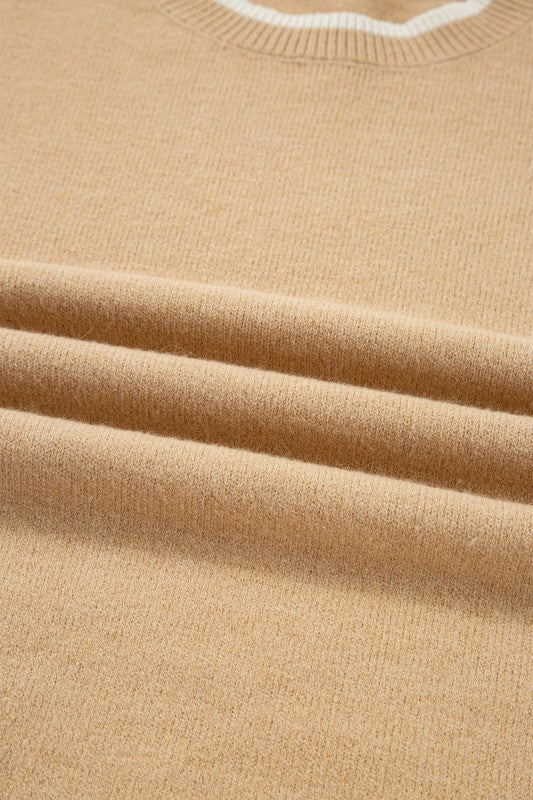 Leopard Bow Cuff Contrast Trim Sweater | Trendy Sweaters Outfit Idea for Women by Ro + Ivy | Elevated Basics, Modern Comfort & Style