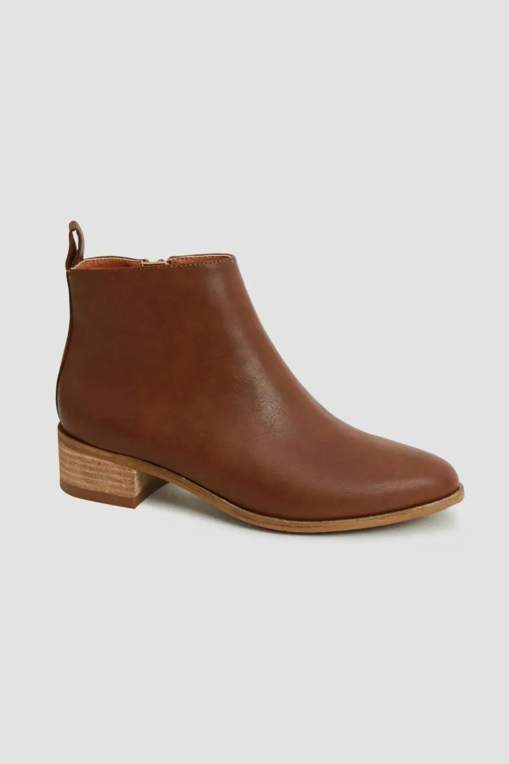 PU Leather Block Heel Ankle Boots — Classic Comfortable Versatile Everyday Style - Brown Ankle Boots