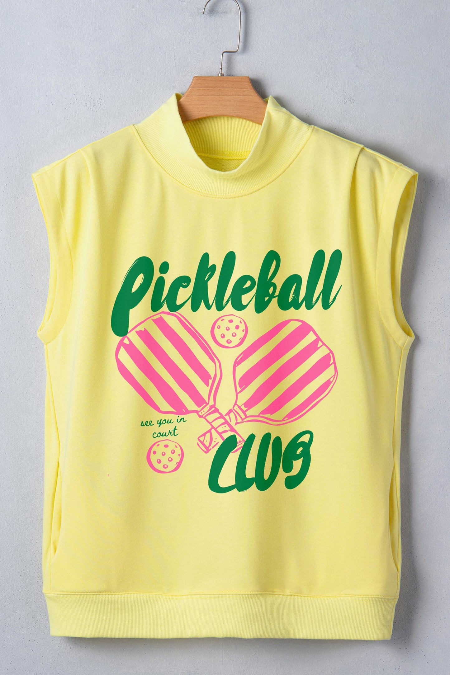 Pickleball Club Slogan Cropped Mock Graphic Top — Sporty Casual Everyday Style - Graphic Tees