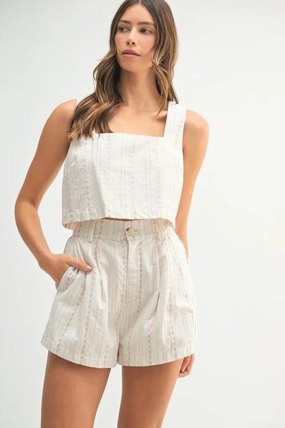 Square Neck Crop Top And Shorts Set – Lt Taupe outfit idea for women | Ro + Ivy