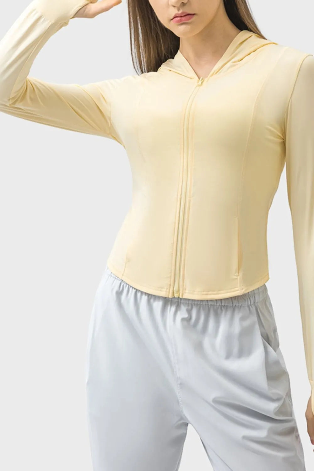 Hooded Zip Up Long Sleeve Activewear Jacket