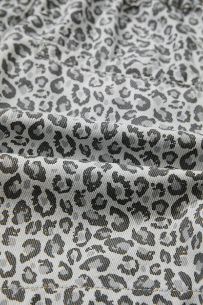 Leopard Print Wrap Front Denim Casual Shorts — Bold Edgy Summer Style - Bottoms/Denim Shorts