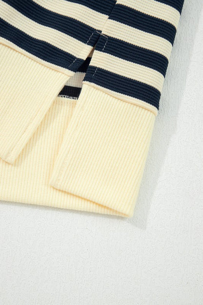 Collared V Neck Long Sleeve Striped Top | Trendy Tops Outfit Idea for Women by Ro + Ivy | Elevated Basics, Modern Comfort & Style