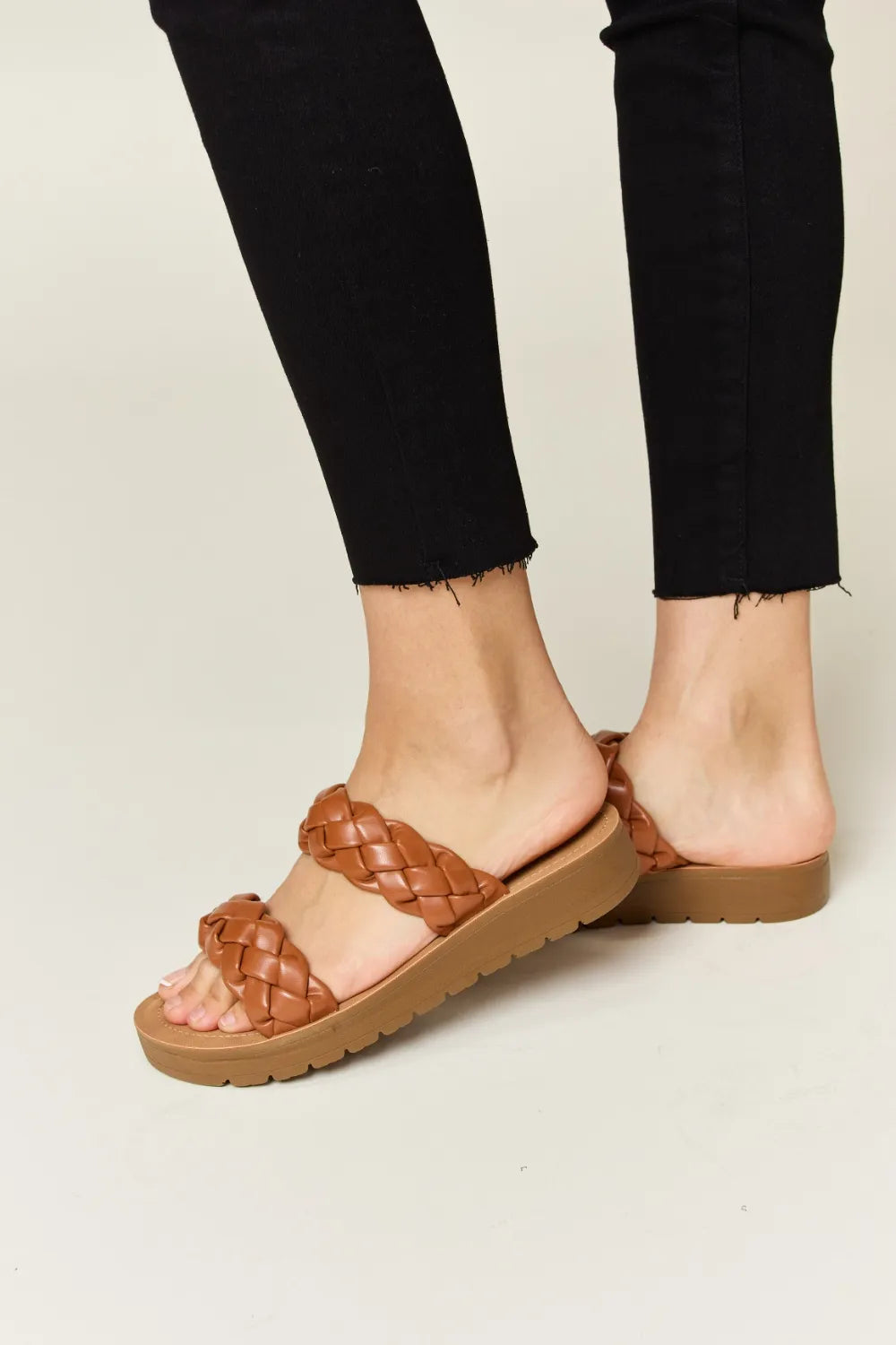 Woven Dual Band Platform Sandals - Sandals