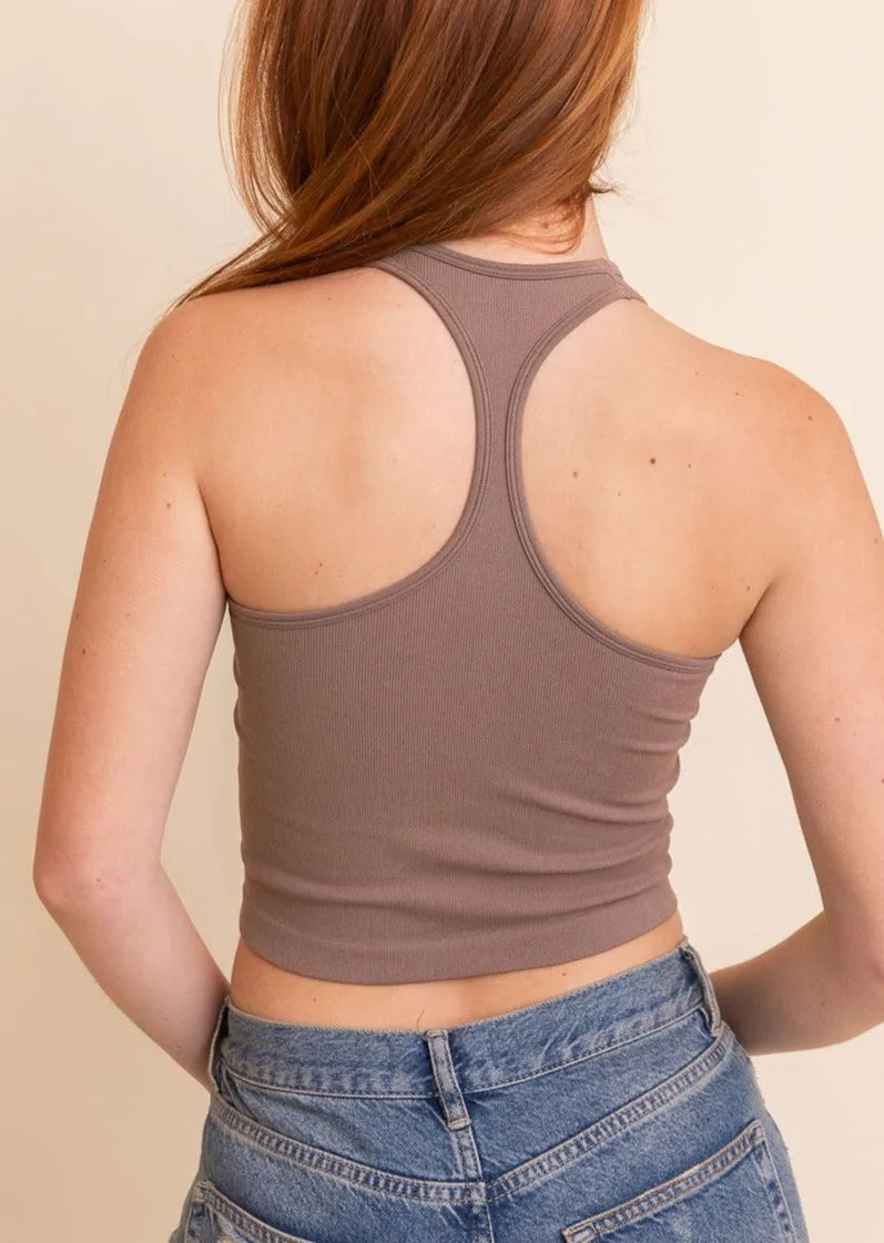 High Neck Racerback Brami Tank Top — Ultra-Chic Comfortable Sleek Layering Everyday Style - Tank Tops