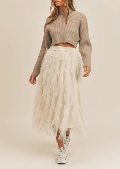 Basic Ribbed Mock Neck Cropped Long Sleeve Sweater — Soft Cozy Minimalist Everyday Style - Sweaters