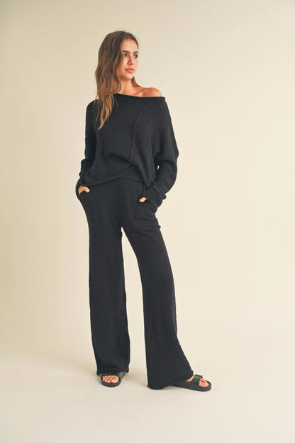 Relaxed Knit Sweater Pants Black
