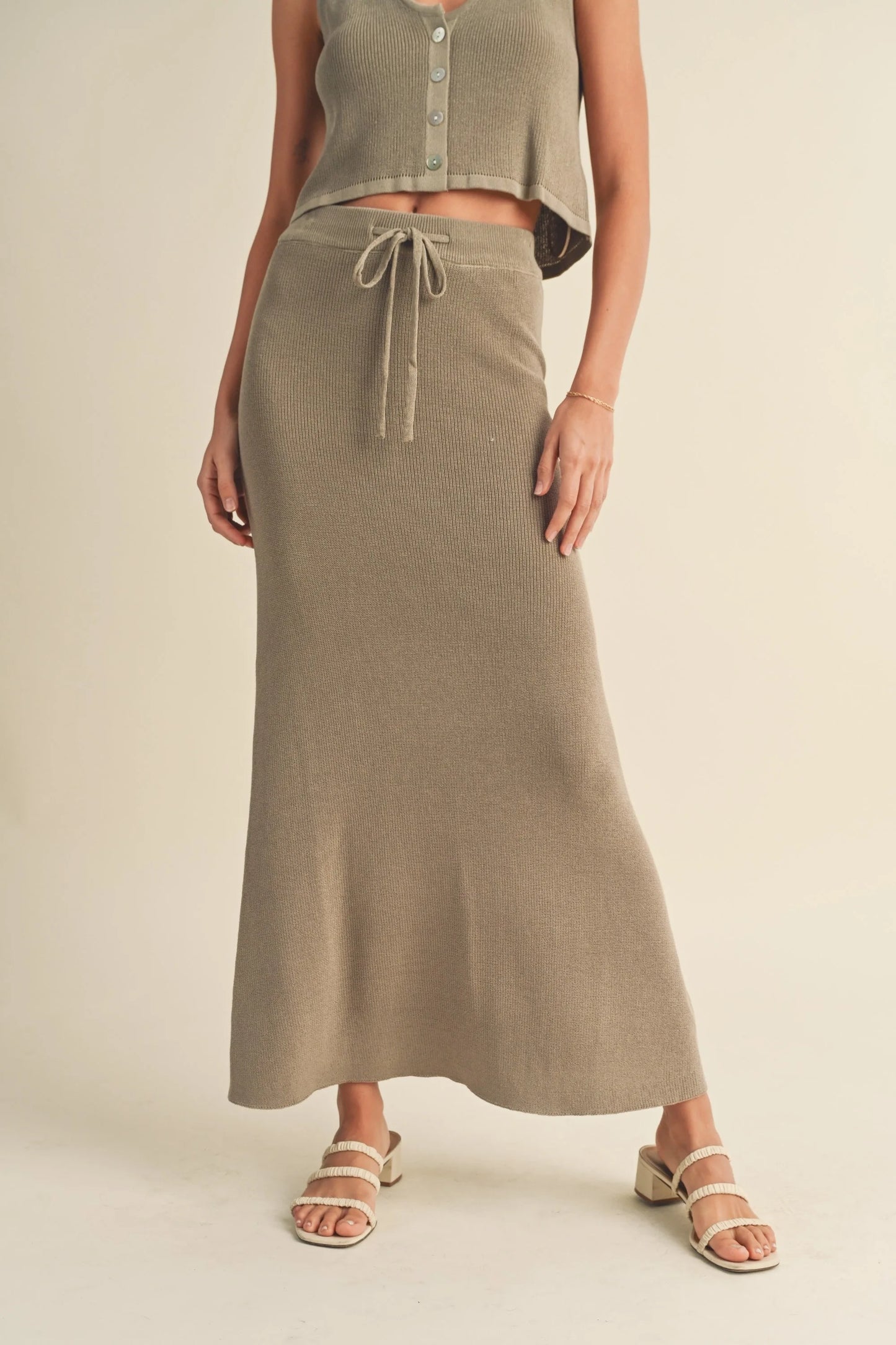Knit Maxi Skirt - Green Grey Maxi Skirts