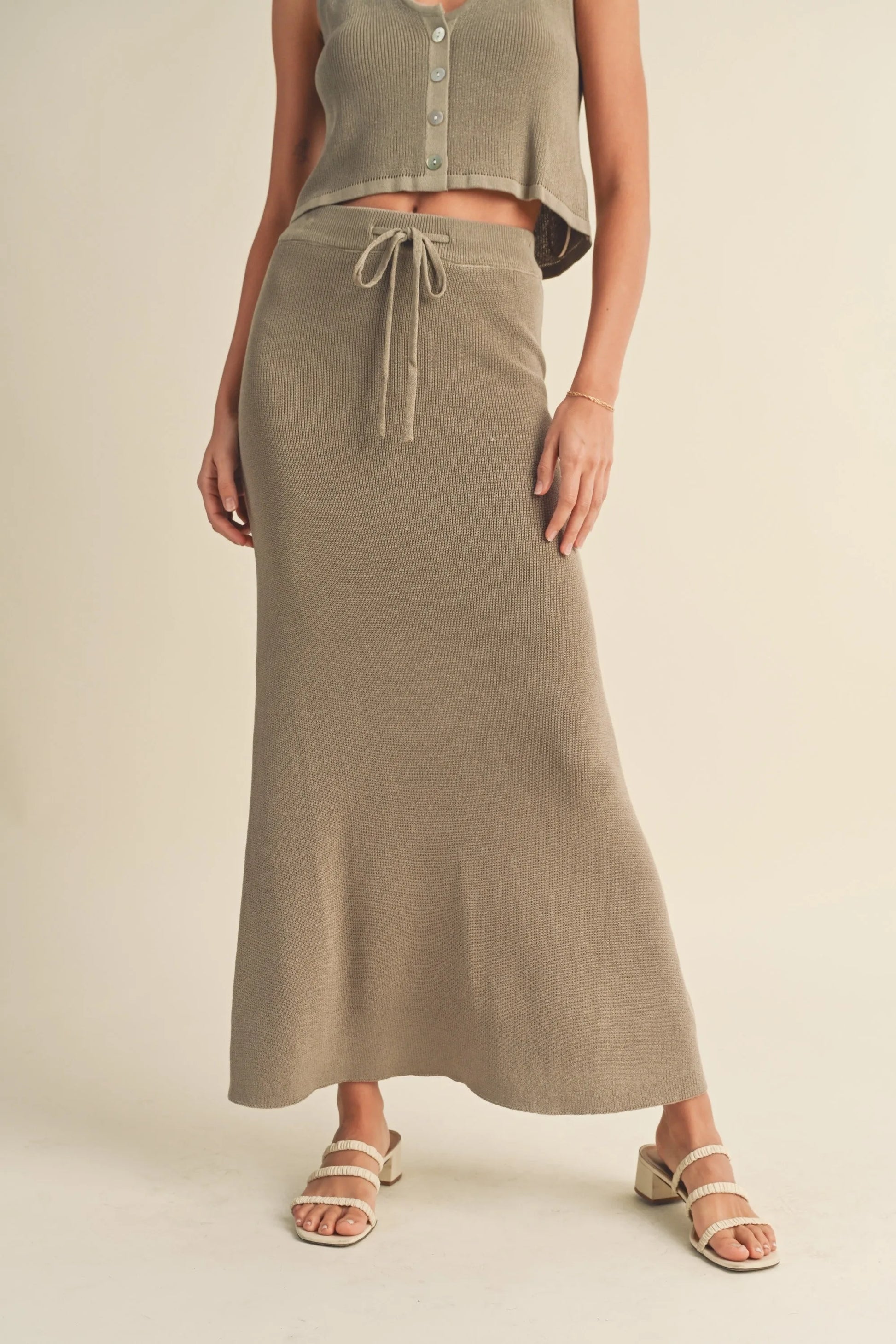 Knit Maxi Skirt - Green Grey Maxi Skirts