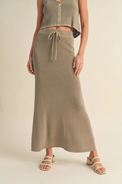 Knit Maxi Skirt - Green Grey Maxi Skirts