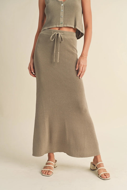 Knit Maxi Skirt - Green Grey Skirts