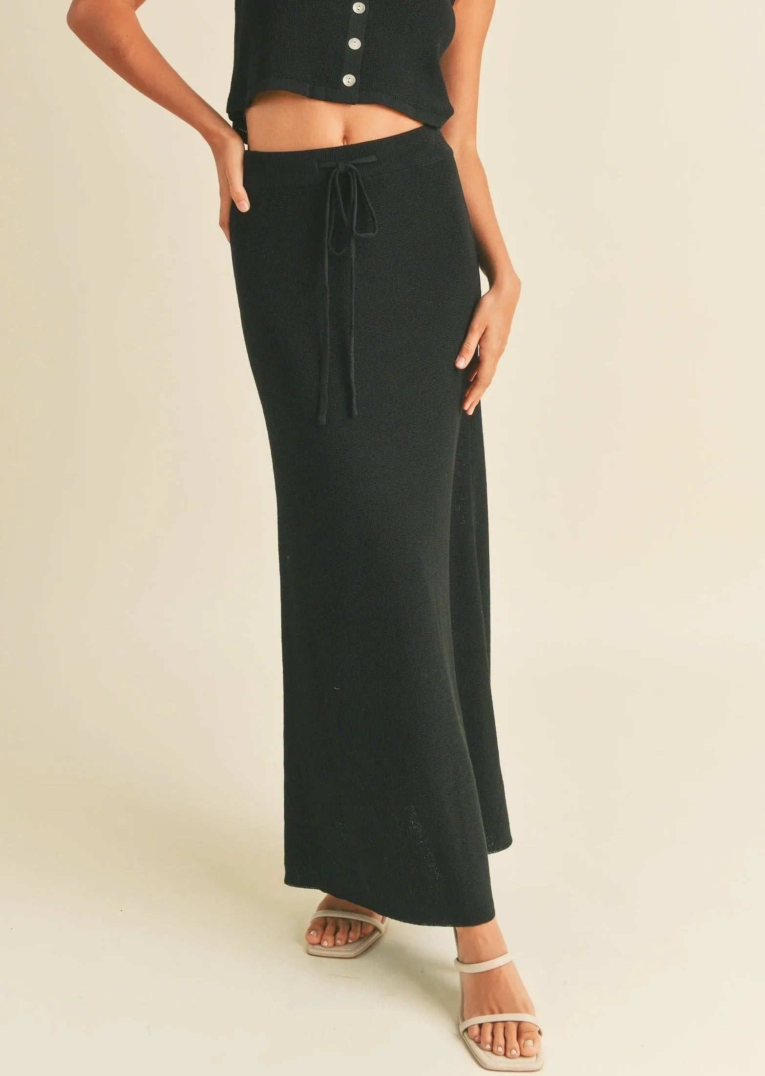 Knit Maxi Skirt - Black Maxi Skirts