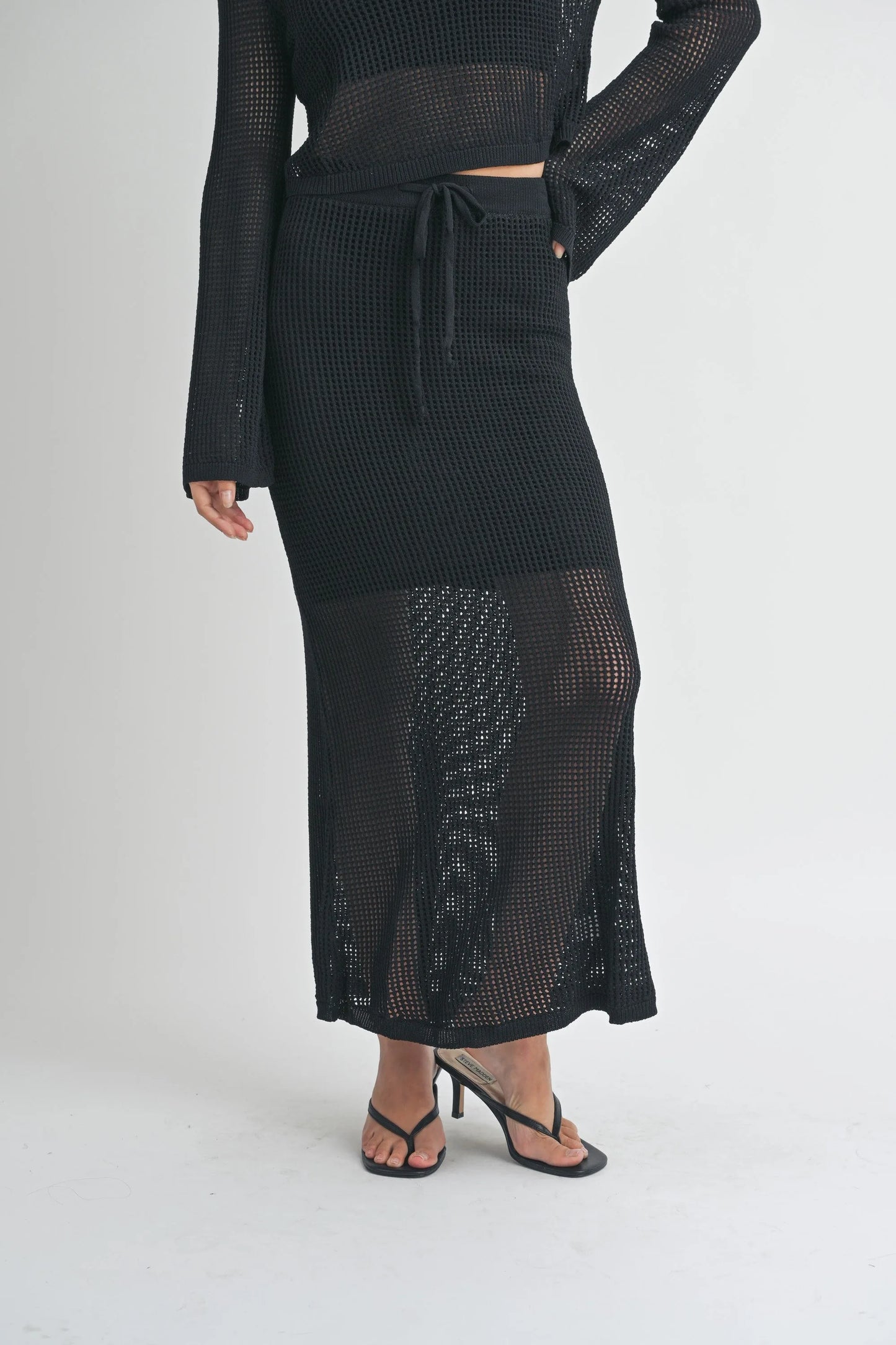 Crochet Knit Lined Maxi Skirt — Delicate Open Weave Cute Sexy Everyday Style - Skirts
