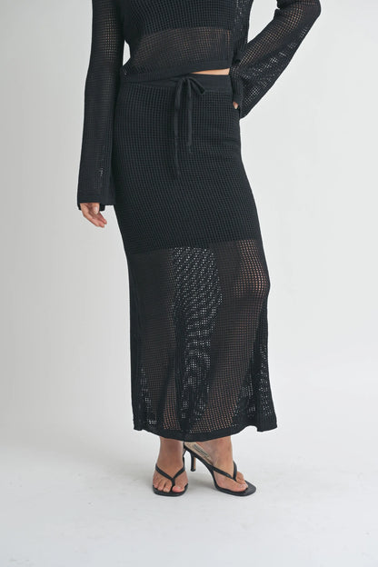 Crochet Knit Lined Maxi Skirt — Delicate Open Weave Cute Sexy Everyday Style - Skirts
