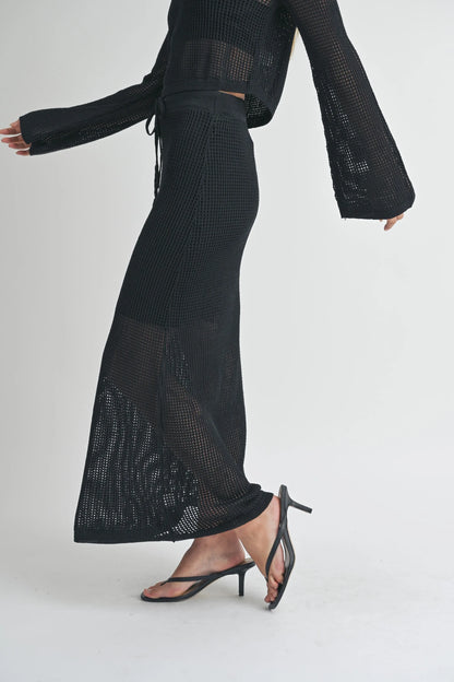 Crochet Knit Lined Maxi Skirt — Delicate Open Weave Cute Sexy Everyday Style - Skirts