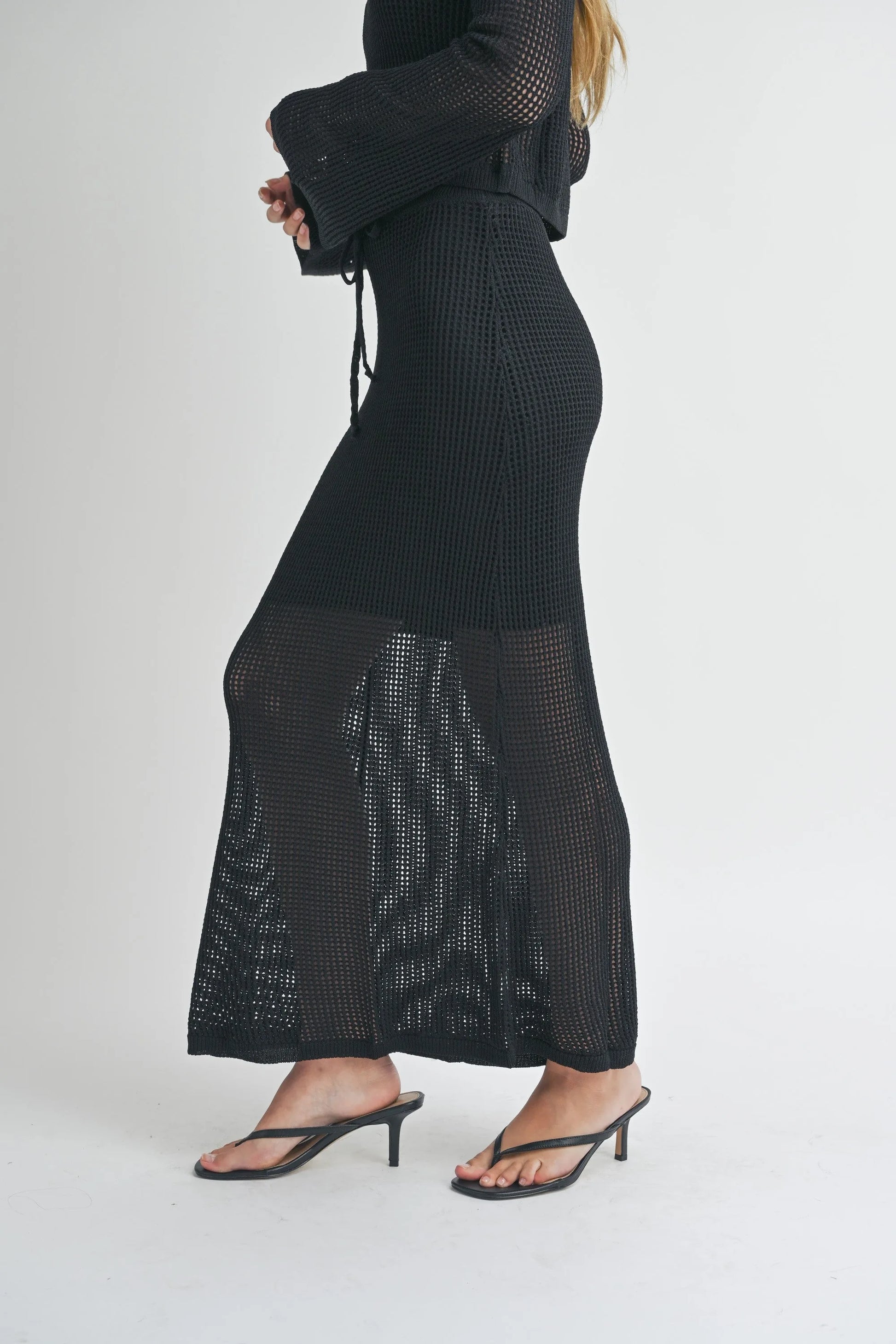 Crochet Knit Lined Maxi Skirt — Delicate Open Weave Cute Sexy Everyday Style - Skirts
