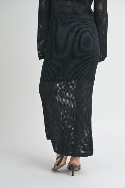 Crochet Knit Lined Maxi Skirt — Delicate Open Weave Cute Sexy Everyday Style - Skirts