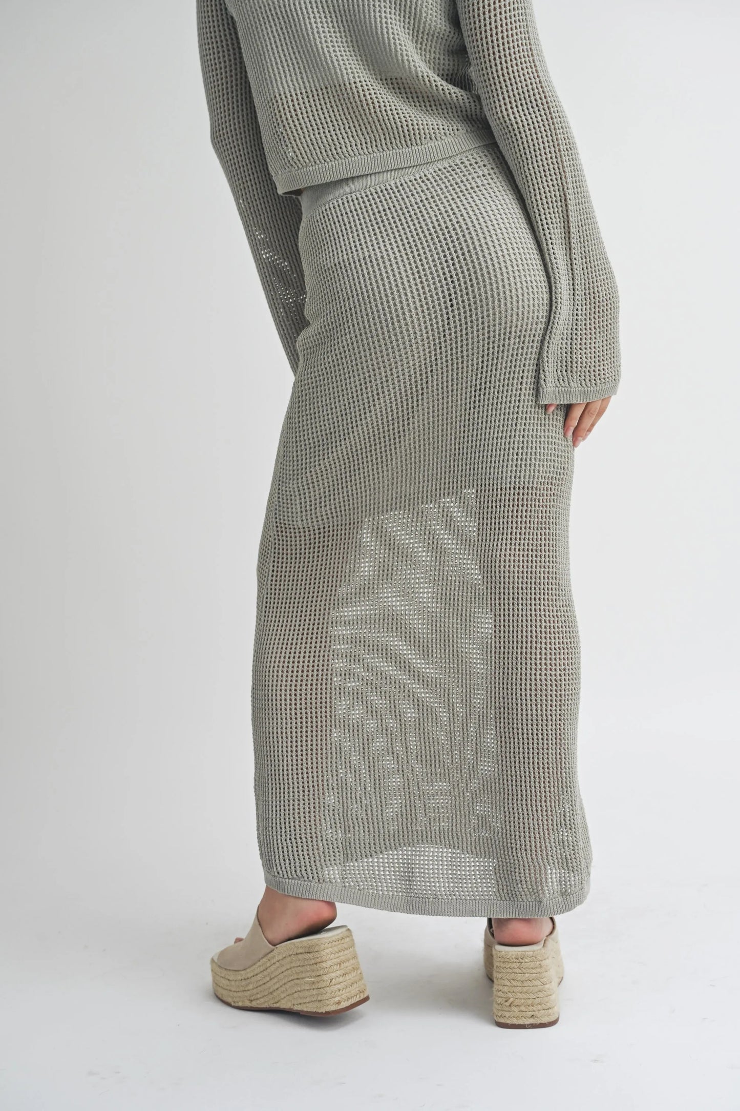 Crochet Knit Lined Maxi Skirt — Delicate Open Weave Cute Sexy Everyday Style - Skirts