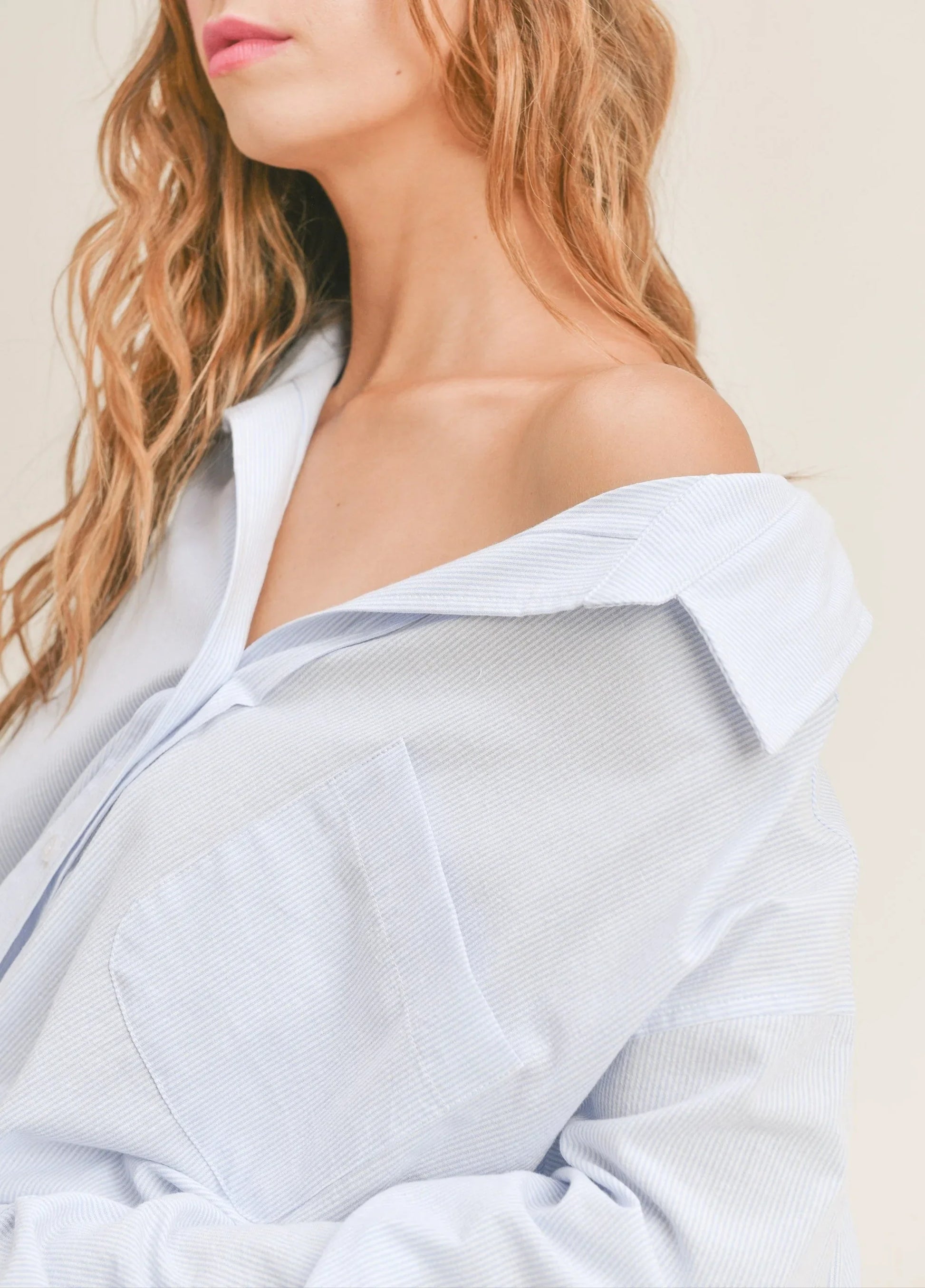 Oversized Stripe Button Down Shirt - Shirts & Tops