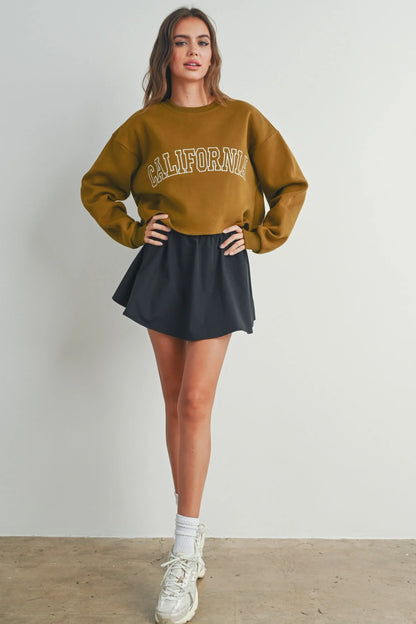 Fleece Cropped Sweatshirt - Shirts & Tops
